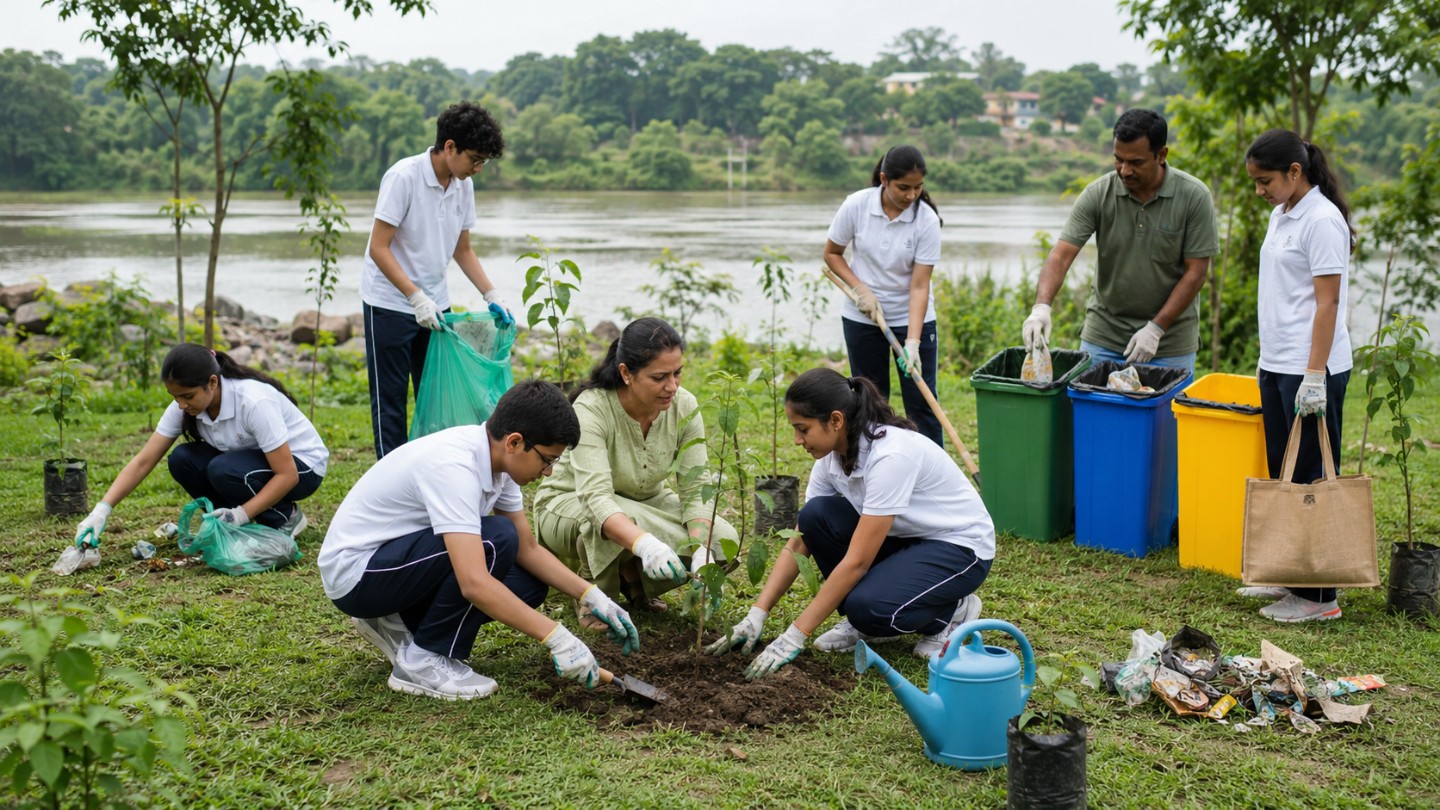 World Environment Day Students and Community Protecting a Green Planet 
