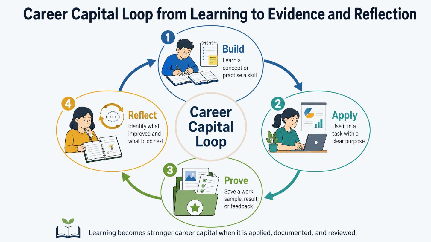 Career capital loop infographic diagram