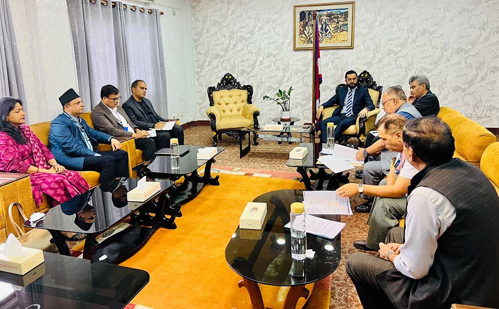 Minister for Education and Sports Sasmit Pokharel meeting with officials of TU and other stakeholders 