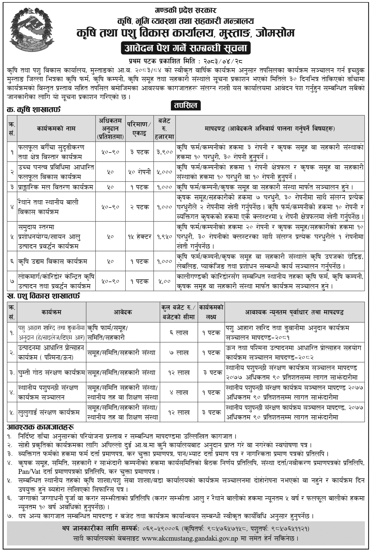 Mustang Agriculture and Livestock Program Application 2083