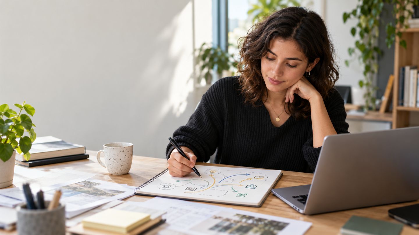 Person mapping flexible career paths and next steps