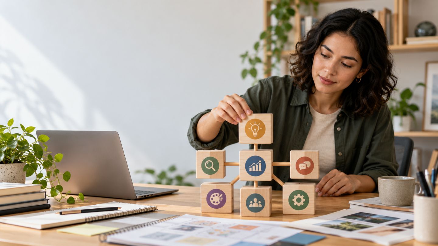 Professional learner connecting complementary skills around a strong core ability to build a coherent skill stack 