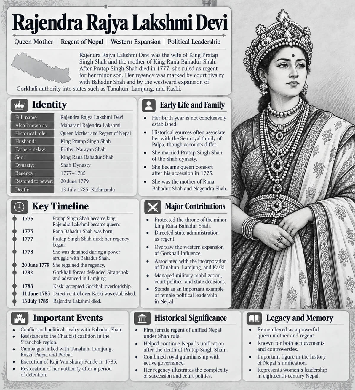 Rajendra Rajya Lakshmi Devi Infographic