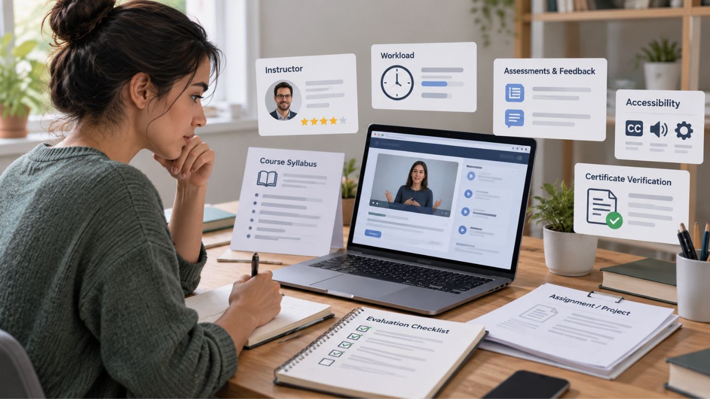 Student comparing an online course 