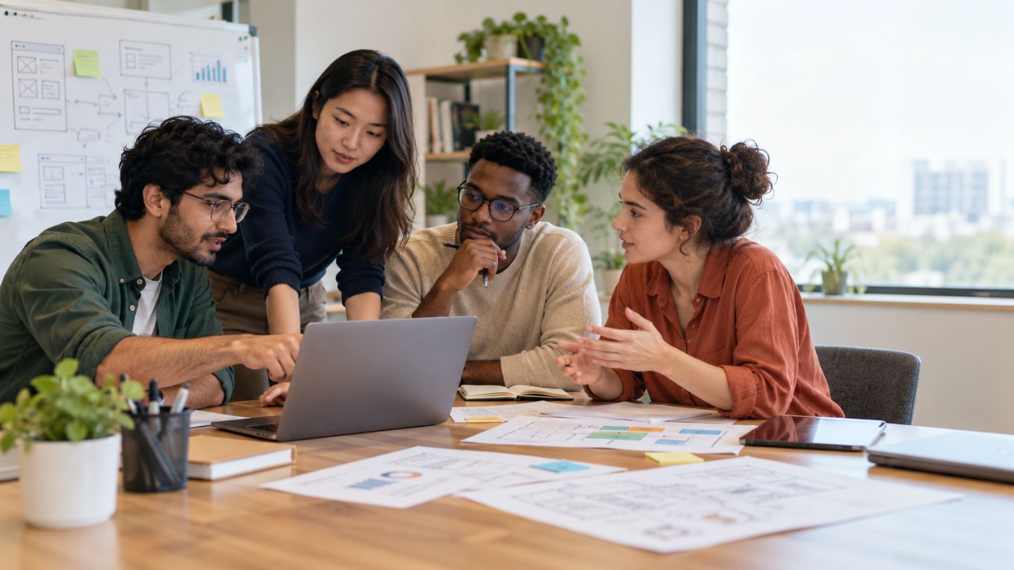 Students and young professionals combine technical work 