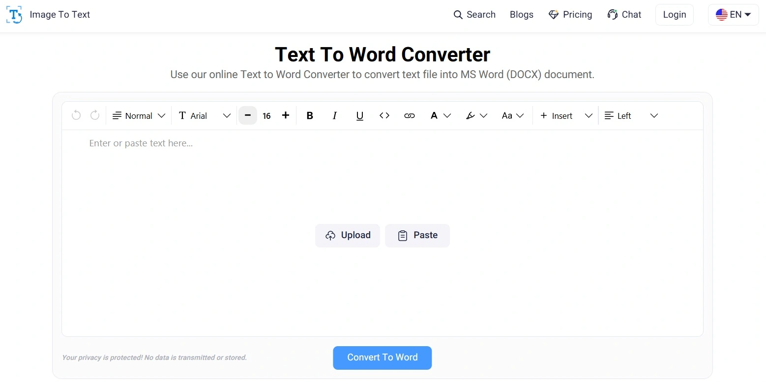 Text To Word Converter